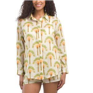 NWT HAUTE HIPPIE STYLE 2pc Top and Short Palm Cotton Cover-up Set Size S